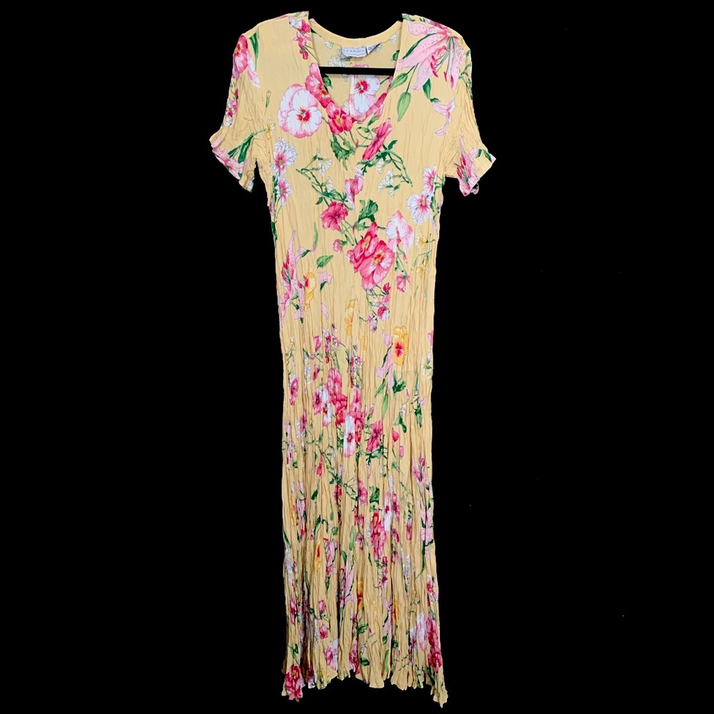 Starina Vintage 90’s Floral Print Twist/Wrinkle Style Maxi Dress